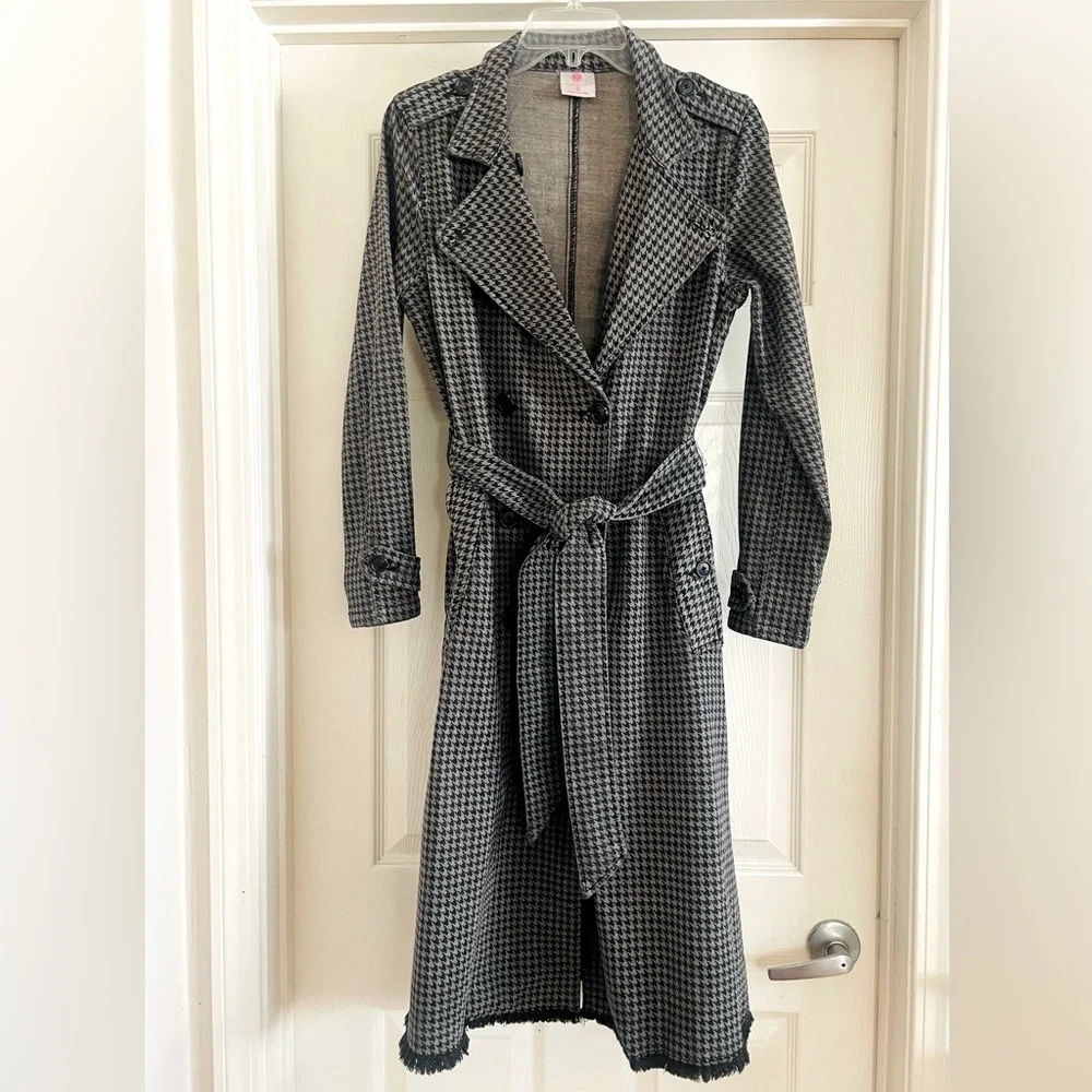 Laurie Felt Denim Houndstooth Trench - Picture 2 of 9